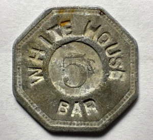 White House Bar San Antonio, TX Texas Pre-Prohibition 5 Cent Saloon Trade Token - Bild 1 von 2
