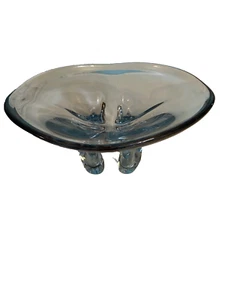 Vintage 60s rare skrdlovice glass footed bowl art designed by Frantisek Zemek - Bild 1 von 12