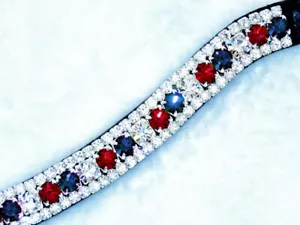 FSS Shimmer Crystal Browband SIAM RED MONTANA NAVY BLUE CLEAR WHITE Bling Curve - Picture 1 of 1
