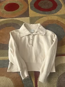 Abercrombie & Fitch Soft A&F Collection Cream Off White Collar Crop Sweatshirt S - Picture 1 of 7