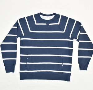 Brooks Brothers Men Pullover Sweatshirt Crew Neck Striped Cotton Blue Size L - Picture 1 of 8