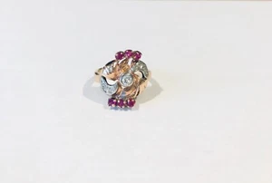 Vintage 14KT Pink Gold Diamond Ring, Ring Size 8.75 - Picture 1 of 6