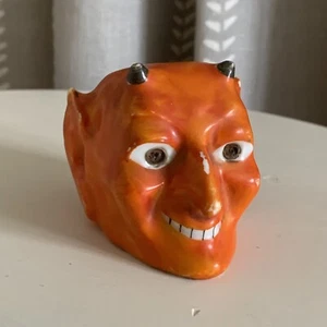 Vintage Match Holder / Strike DEVIL HEAD - KRAMPUS Porcelain Early 19th Bohemia - Picture 1 of 13