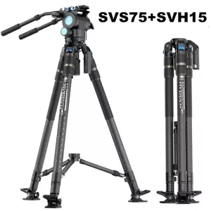 SIRUI SVS75 61" Carbon Fiber Camera DSLR Video Tripod w/ SVH15 Tripod Fluid Head - Picture 1 of 8