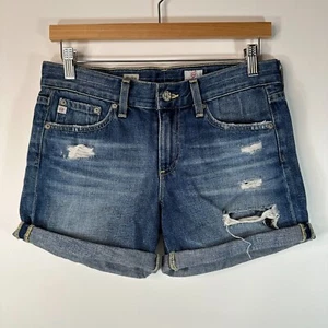 AG Adriano Goldschmied The Hailey Ex-Boyfriend Roll Up Shorts Blue Denim 25R - Picture 1 of 10