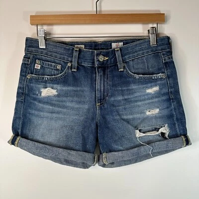 Pantalones Cortos Enrollables AG Adriano Goldschmied The Hailey Ex-Boyfriend Azul Denim 25R Foto 1 de 4