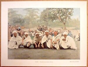DAHOMEY - GROUPE DE MUSULMANS À KETOU Bénin Afrique - Gravure 19ème photochromie