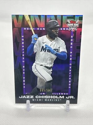 2023 Topps Home Run Challenge Winner Jazz Chisholm Jr. Purple #/947 Marlins - Image 1 of 3