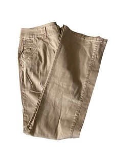 Vintage BeBop Women Flare Pant Beige Size 11 Flat Front Double Button Waist Y2K - Picture 1 of 12