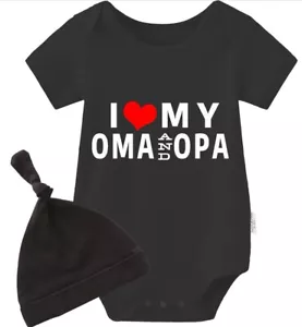I Love My OMA OPA BABY OUTFIT INFANT ROMPER NEWBORN 3-6 Months One Piece W/hat - Picture 1 of 1
