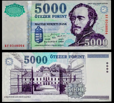 HUNGARY 5000 FORINT P-182 1999 x 1 Pcs UNC Hungarian World Currency HUF BANKNOTE - Image 1 of 3