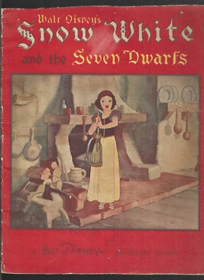 白雪公主和 7 个小矮人老式 1938 年红色 pb 书沃尔特迪斯尼授权版 927 — 第 1/4 张图片