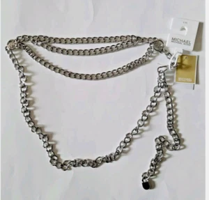 MICHAEL KORS MK Hebilla Logo Cadena Cinturón Talla L XL Mujer Cinturón Dorado - Imagen 1 de 10