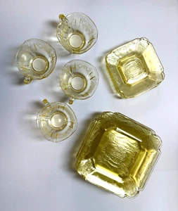 Indiana Glass LORAIN Basket Yellow Depression 1929-32 - Open Stock - Your Choice - Picture 1 of 7