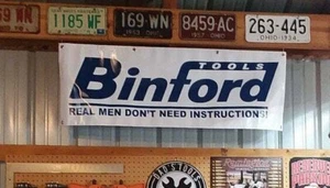 BINFORD TOOLS BLUE MAN CAVE 4' OUTDOOR DURABLE GARAGE SHOP BANNER - Picture 1 of 5