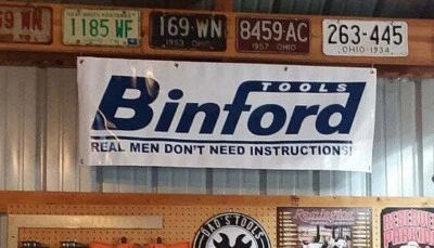 BINFORD TOOLS BLUE MAN CAVE 4' OUTDOOR DURABLE GARAGE SHOP BANNER - Image 1 of 4