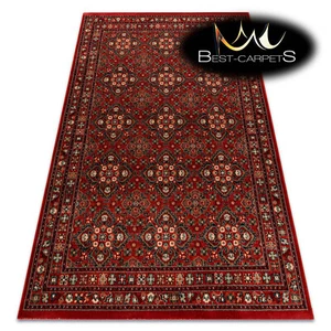 Orientalische NATURWOLLE Exklusive Teppiche KASHQAI Blumen Rahmen weinrot BESTE QUALITÄT - Bild 1 von 10