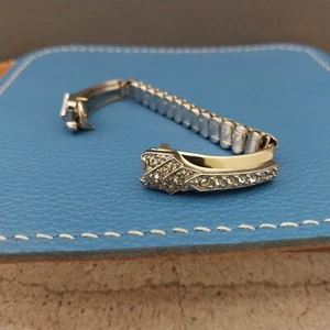 1950s Unused Ladies Yellow Gold-Filled Rhinestone Cocktail Vintage Watch Band - Picture 1 of 8