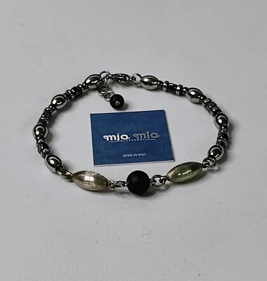 Bracciale mia mia Uomo In Argento 925 E ematite Componenti In Acciaio  Meno 50% - Immagine 1 di 4
