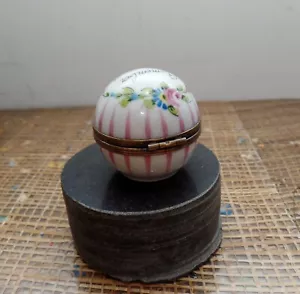 Limoges France Peint Main Chamart Round Spherical Trinket Box Remember The Giver - Picture 1 of 16