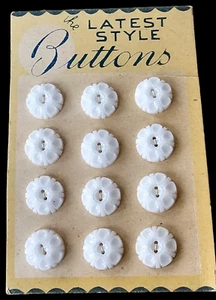 Botones de vidrio vintage - 12 botones de flores de vidrio con respaldo plano blanco - checo - Imagen 1 de 5