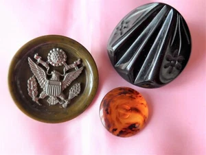 Vintage COLLECTABLE - 3 ART DECO BAKELITE BUTTONS - USA bald Eagle - tested (2) - Picture 1 of 5
