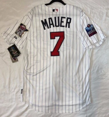 AUTHENTIC Majestic 52 2XL MINNESOTA TWINS PINSTRIPE JOE MAUER COOL BASE Jersey - Image 1 of 4