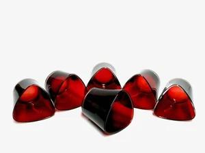SET OF 6 EHLEN JOHANSSON RUBY RED IKEA VOTIVE CANDLE HOLDERS TRI-TOP ORIG LABELS - Picture 1 of 6