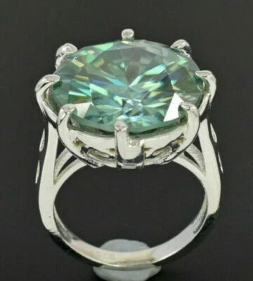 25.00  Ct Round Blue Diamond Solitaire Ring Great Sparkle Certified Treated  - Image 1 of 3