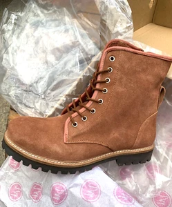 Matisse No Fly Suede Combat Boots Size 10 M Womens Saddle Brown Lace Up Zip - Picture 1 of 7