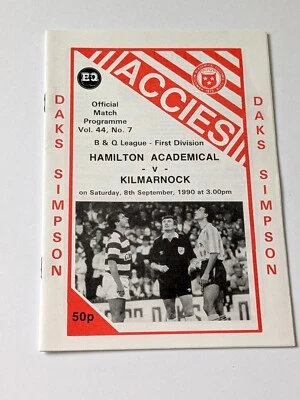 Hamilton v Kilmarnock Scottish Football Programme September 1990 - Image 1 of 4