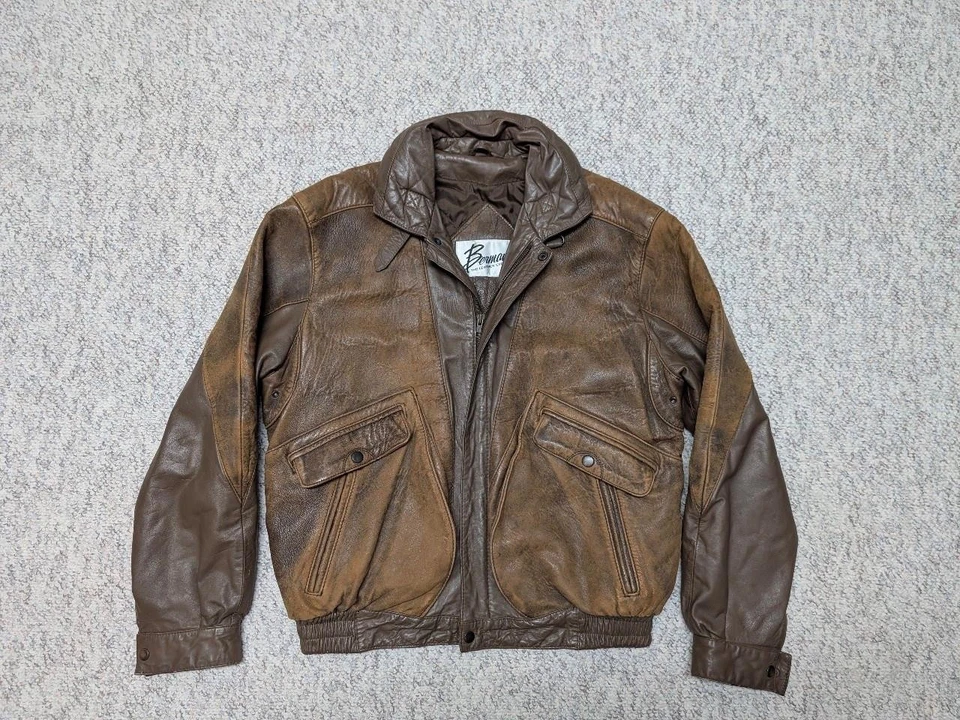 BOMBER cuero vintage años 80 cuero M marrón PATINA motocicleta 42-44 mad max Foto 1 de 4