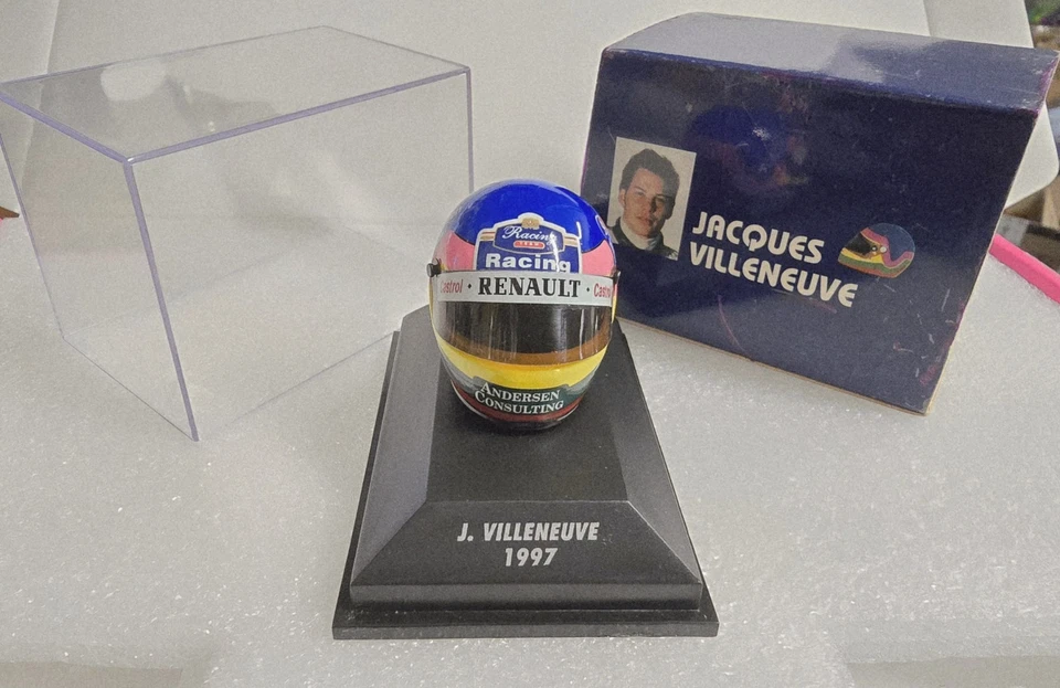 RARE Jacques Villeneuve 1997 Bell Winner Silverstone 1:8 Minichamps  Helmet - Image 1 of 4
