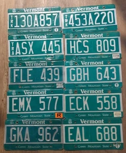 Lotto Targhe Vermont Acero Verde Montagna Stato Lotto di 10 Scadute  - Foto 1 di 15