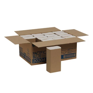 Pacific Blue Basic, 1-Ply, Multifold, 9.2" X 9.4", White, 250 Sheets, 16 Packs - Picture 1 of 8