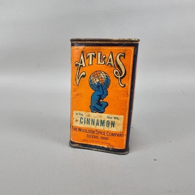 Atlas Brand Cinnamon Spice Tin Graphics The Woolson Spice Co. Toledo, Ohio - Image 1 of 4