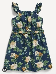 Old Navy Linen Blend Dress Sleeveless Fit & Flare Floral Ruffle-Trim 6T Easter - Picture 1 of 10