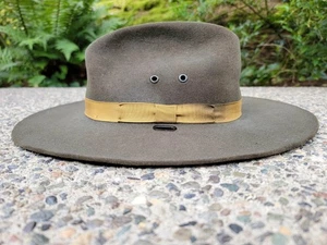 STETSON (USA) Vintage Olive 3X Beaver Cavalry Service Ranger Style Hat ~  7 1/4 - Picture 1 of 17