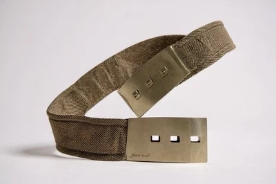 Cinto de malha JUDITH LEIBER vintage Gunmetal brilhante assinado 26 a 29 polegadas - Imagem 1 de 4