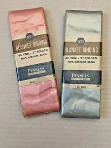 Vintage Pennys Deckeneinband 100% Acetat Satin Rosa Hellblau Neu aus altem Lagerbestand - Bild 1 von 2