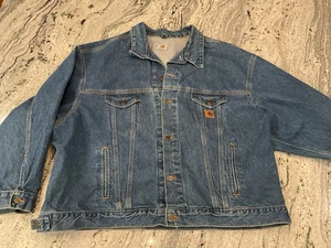 Vintage Carhartt Denim Jean Trucker Chore Coat Size XXL 2X - Picture 1 of 8