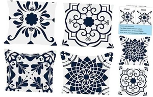 Geometric Flower Decorative Throw Pillow Covers 18 x 18 18*18inch Navy Blue - Picture 1 of 8