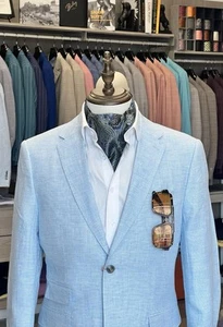 Blazer uomo due bottoni in lino INSERCH nuovo con etichetta blu chiaro taglia large - Foto 1 di 4