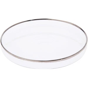 Plymor 4.5" x 4.5" Round Glass Display Tray (Silver Rim) - Picture 1 of 1