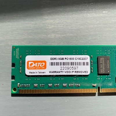 PC Memory Ram Dato 8 GB PC1600 DDR3 (C18C237) Desktop Ram Stick Memory - Image 1 of 3
