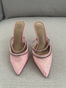 INC Womens Pink Glitter Trim Gylana Pointed Toe Sculpted Heel Slip On Pumps 6 M - Picture 1 of 10