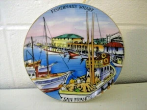 dekorativer Wandteller, Fischerkai, San Francisco 7" Japan Vintage - Bild 1 von 2
