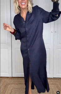 ZARA BNWT 2025. BLUE INK VISCOSE LINEN DRESS TUNIC MULTIPOSITION. 4786/073/405 - Picture 1 of 8