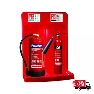 2kg CO2 Carbon Dioxide & 6kg Powder Fire Extinguisher Set, Signs & Double Stand - Picture 1 of 9