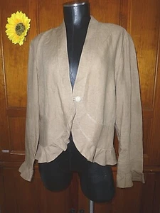 NEW ~ J JILL ~ Pure 100% LINEN Brown Ruffle Single button Light JACKET TOP sz M - Picture 1 of 7